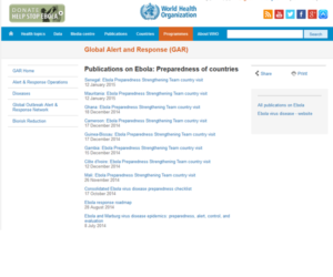 Publications on Ebola Preparedness of countries