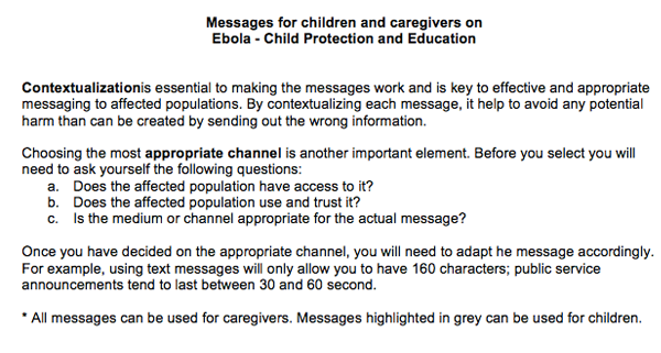messages for children and caregivers