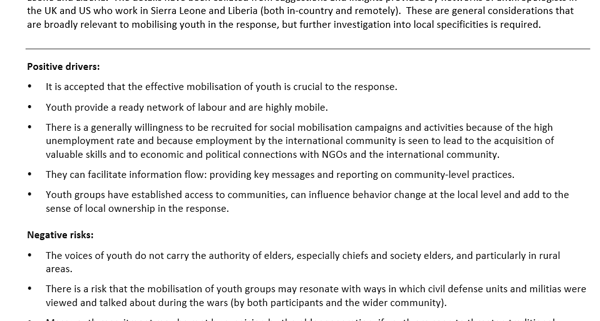 mobiliser les jeunes pour l'éducation ebola