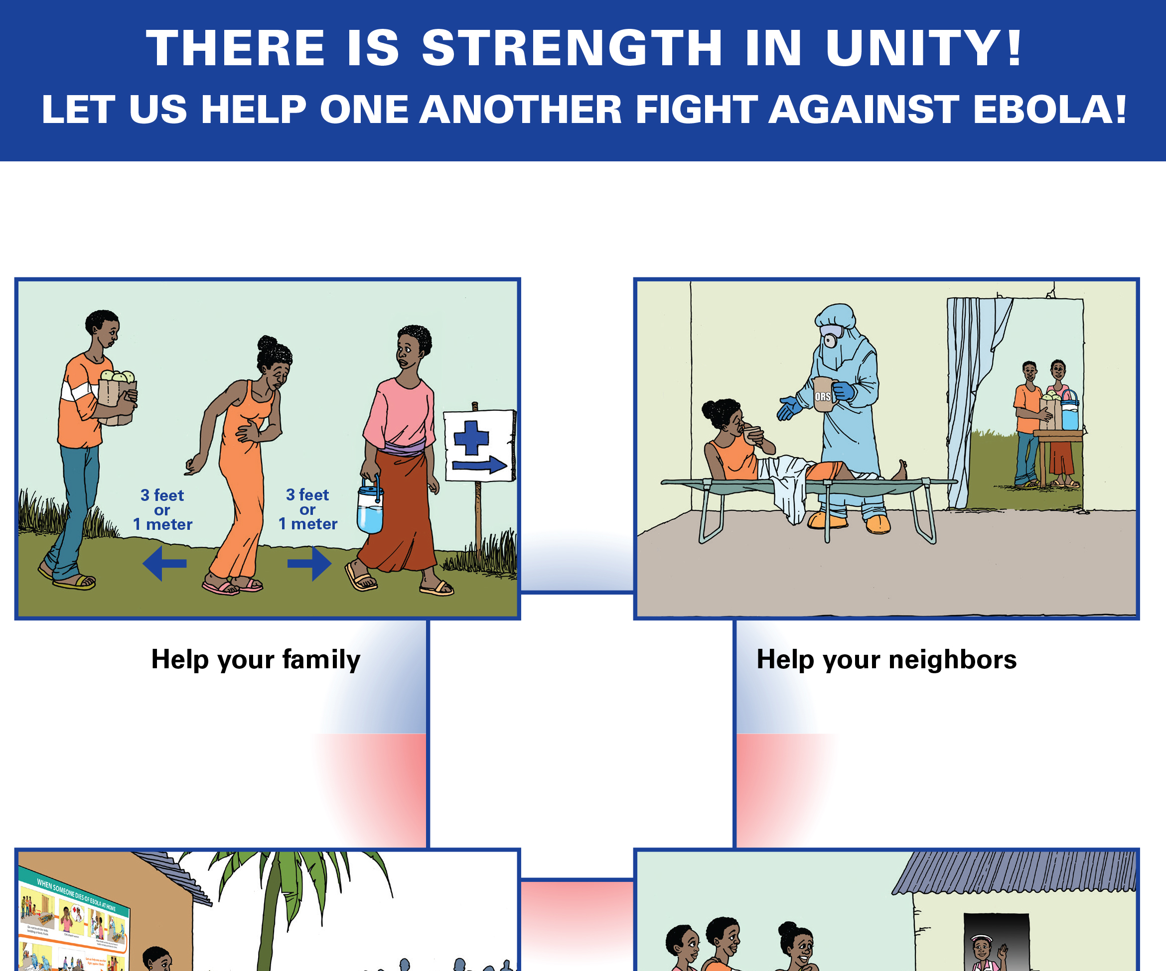 IL union fait la force!: Affiche pour les populations à faible alphabétisation sur Ebola